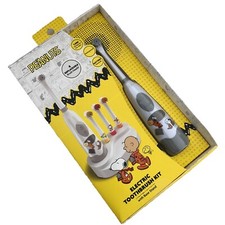 New Peanuts Kids Electric Battery Toothbrush Snoopy w 4 Brush Heads
