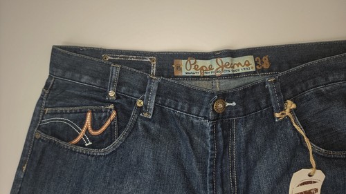 New w Tags Vintage Pepe Jeans London Men's Distressed Blue Denim Jeans 38 x 32 - Picture 13 of 22