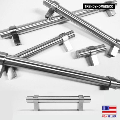 #ad #ad 2quot; 9 1 8quot; Brushed Nickel Modern Euro T Bar Pull Kitchen Cabinet Handle Drawer $141.88