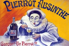 PIERROT ABSINTHE GARÇON UN PIERROT CLOWN DRINK FRENCH VINTAGE POSTER REPRO