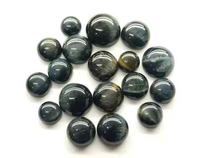 [WHOLESALE] NATURAL BLUE TIGER EYE CABOCHON  ROUND SHAPE LOOSE GEMSTONE