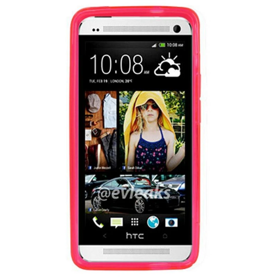 Custodia Motivo Cover Per HTC One M7 Trasparente / Rosa - Immagine 2 di 3