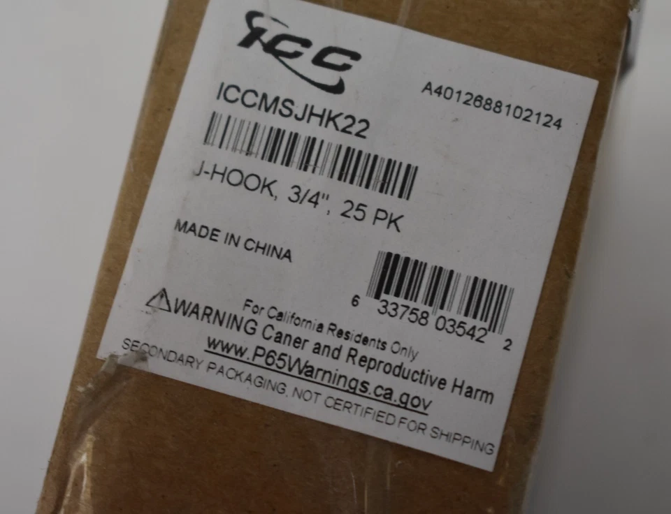 Lot of 25 ICC J Hooks 3/4" Ceiling Wall Mount ICCMSJHK22 Installation Hardware - Image 4 of 4