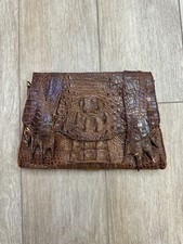 Vintage 1940s Brown Alligator Clutch with Legs  Feet Snap Closure AS IS