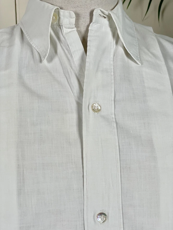 Chemise de Nuit pour Monsieur en Coton Fin - Début XXème - Cousue main. Ref-2268 - Photo 2/4