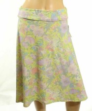 LuLaRoe Azure Women's Skirt Green Lilac Floral Stretch Size S 618