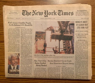 New York Times December 31 1999 Last Day of the Century George Harrison Stabbed