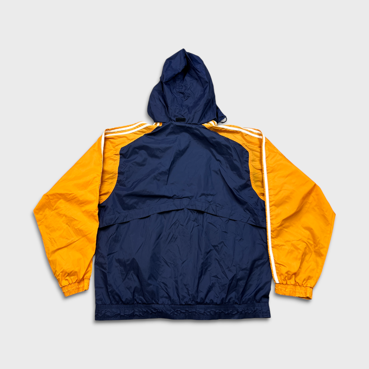 ジャケット・アウター 90s Archive   Super Long Coat Vintage Adidas Jacket Mens Large Blue Spell Out 3 Stripe 1/4