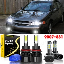For Nissan Altima 1998-2001 Combo 9007 LED Headlight + 881 Fog Light Bulbs Kit
