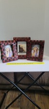 Set of Three Brown Wicker Pictuer Frames