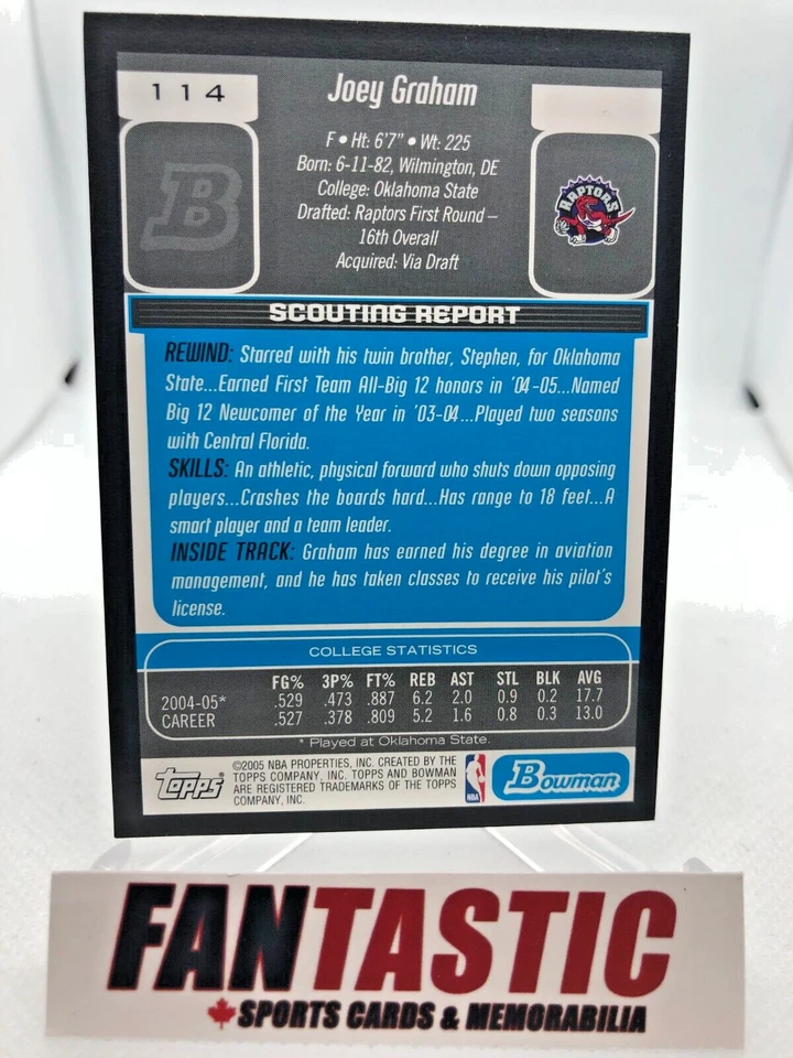 Joey Graham RC #114 2005-06 Bowman Draft Picks & Prospects NBA Basketball - Image 2 of 2