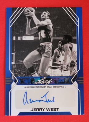 JERRY WEST AUTOGRAPH CARD #d30 + GAME USED JERSEY CARD #d188/199 