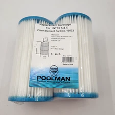 2 PACK REPLACEMENT CARTRIDGE FOR INTEX A & C FILTER ELEMENT #10522 POOLMAN USA