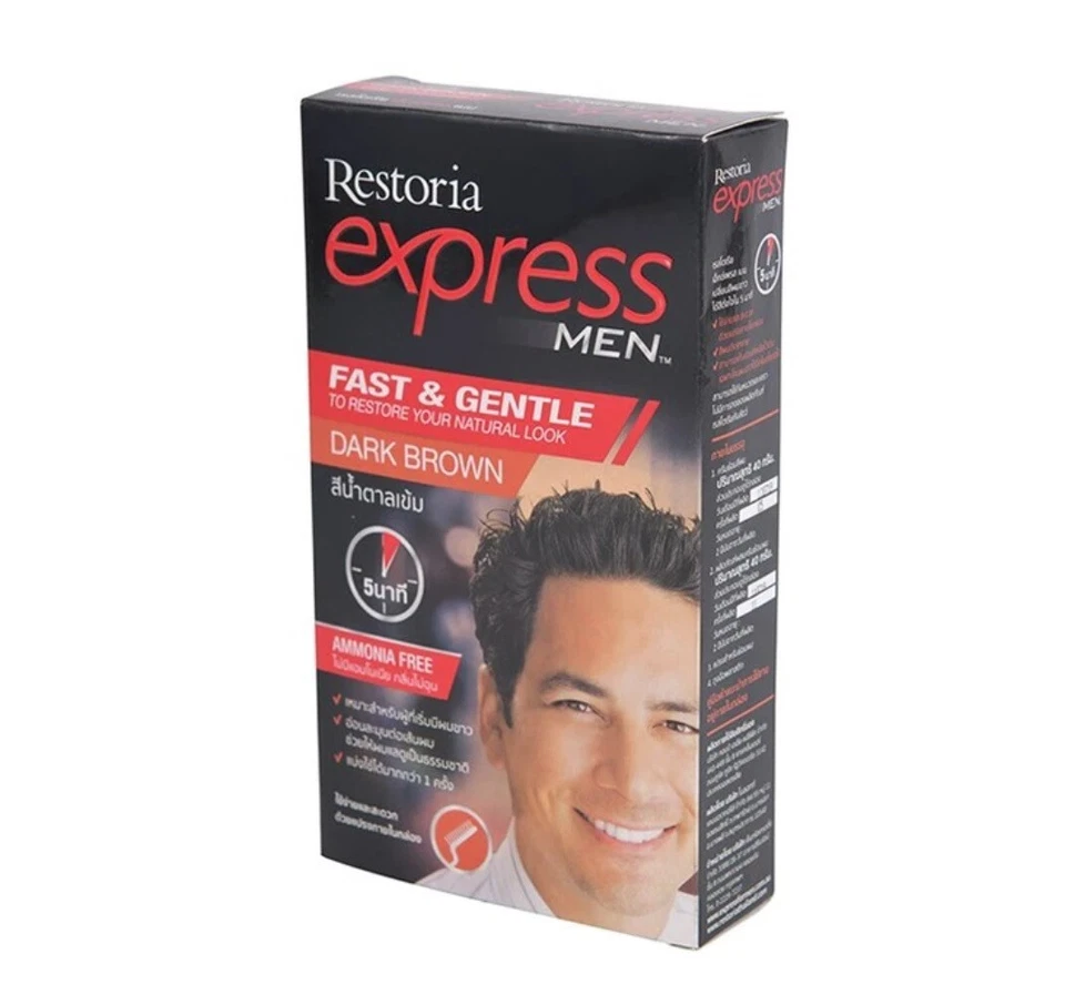 2x Restoria Express Hombres Restaurador Cabello Cubierta Gris Marrón Oscuro Estilo Color Crema Foto 2 de 4
