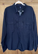 TACVASEN Men Large Black Tactical Shirt Quick Dry Breathable Long Sleeve Outdoor