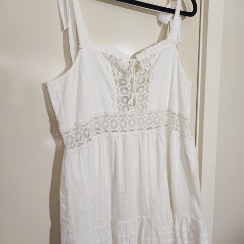 Arnhem Dress Size 14 US 10 EU 42 Poeme Mini Dress Parchment White Lace Frill - Picture 4 of 11