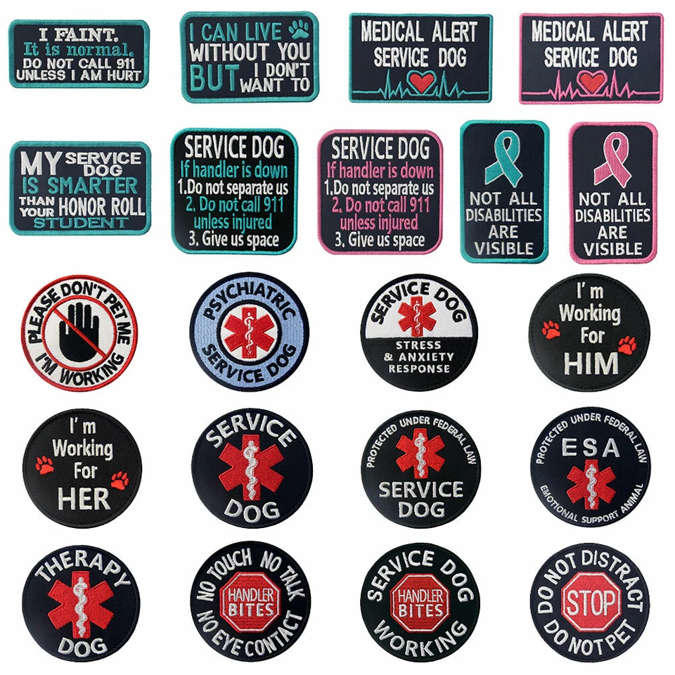 Service Dog vest patches Embroidered Hook Loop transfers Badges Many Choices - Image 2 of 4
