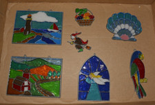 Vintage Stained Glass Sun Catchers Lot Of 7