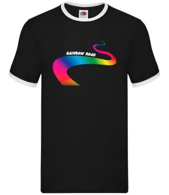 Rainbow Road - Mens Ringer - Gamer Gaming Geek Nerd Mario