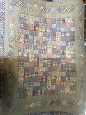 Vtg. Kidsline patchwork baby quilt, reversible to Plaid 100% Cotton.