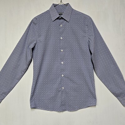 Mens Geoffrey Beene Slim Fit Long Sleeve Button Down Blue Floral 14/14.5  34-35 | eBay