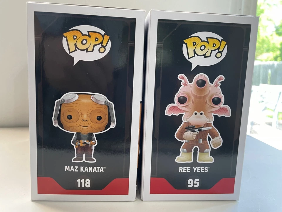 LOT OF 4 FUNKO POP STAR WARS EXCLUSIVES REE YEES, MAZ KANATA, REY, ME-809 MIB - Image 3 of 4
