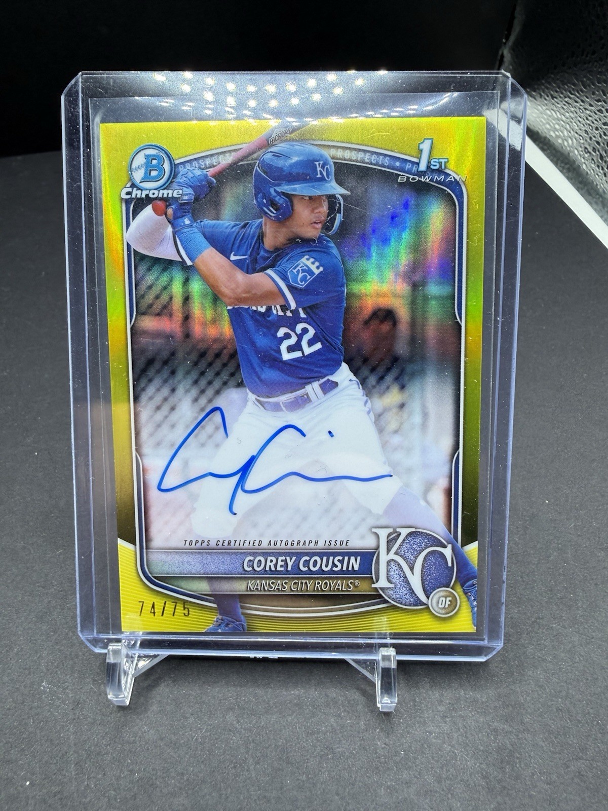 2025 Bowman Chrome Corey Cousin #CPA-CCO 1st Bowman Auto True Yellow /75