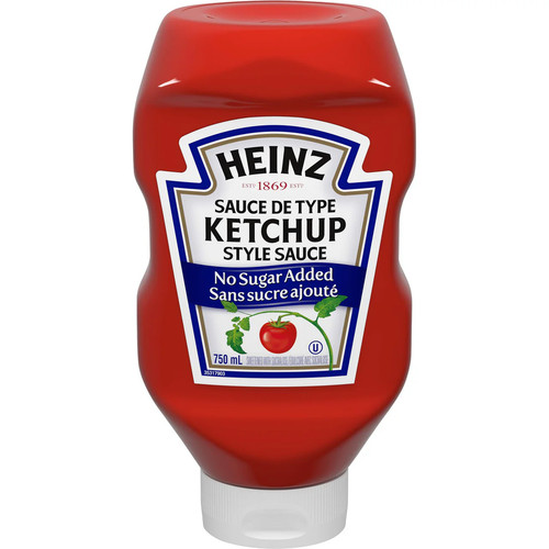 HEINZ Ketchup sin azúcar añadido, 750 ml, 25,4 oz., (paquete de 12) - Imagen 2 de 5