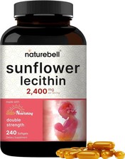 NatureBell Sunflower Lecithin 2400mg, 240 Softgels No Soy No Gluten NEW