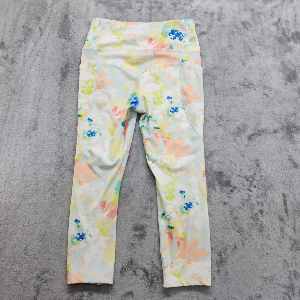 Pantalones Avia para mujer S azul naranja amarillo tiro alto capri leggings bolsillos Foto 2 de 4