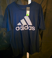 adidas Men's Blue Logo Graphic Crew Neck Short Sleeve T-Shirt Size L