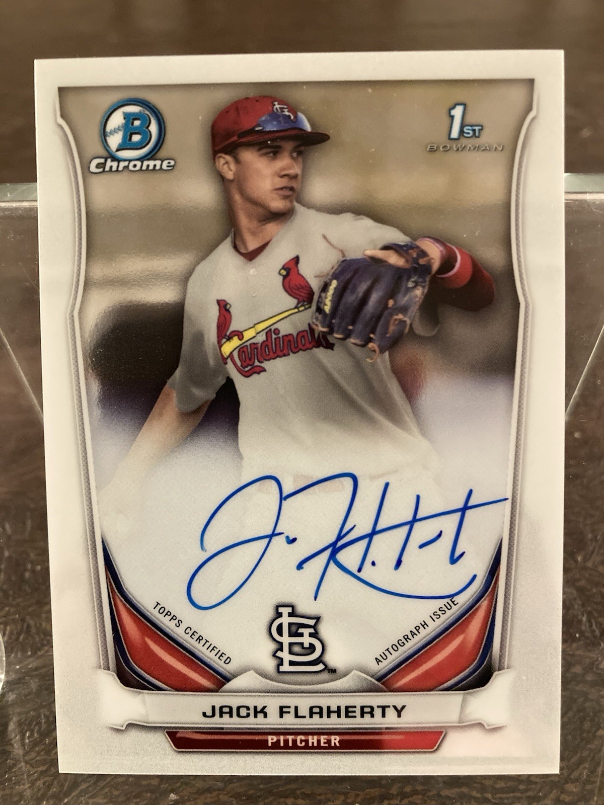 2014 Bowman Draft Chrome Jack Flaherty 1st Bowman Base Auto #BCA-JF Tigers