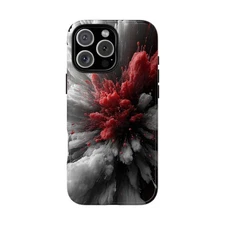 Phone Ink Case - iPhone/Galaxy/Pixel - Exploding Red Gray Smoke