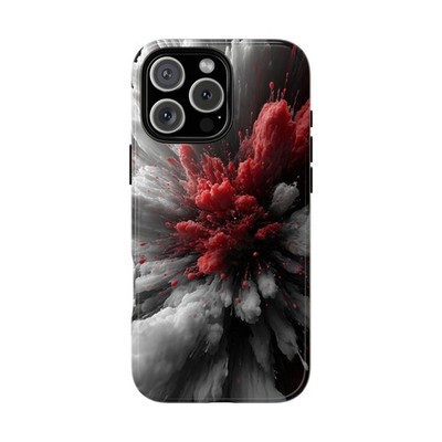 Phone Ink - Case for iPhone/Galaxy/Pixel - Exploding Red Gray Smoke