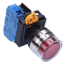IDEC Red 24V illuminated 22mm Metal Maintained Shrouded Push Button Switch NO