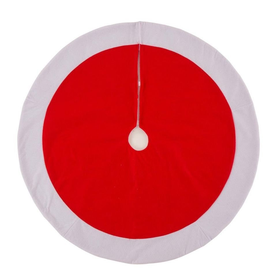NEW Glitzhome 42 inch Felt Christmas Tree Skirt red with white trim polyester