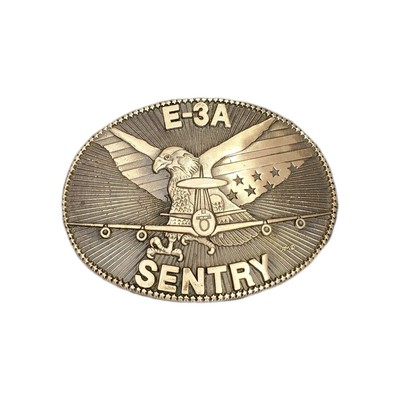 E-3A Sentry Surveillance Plane Vintage Belt Buckle Solid Brass Retro Accessory