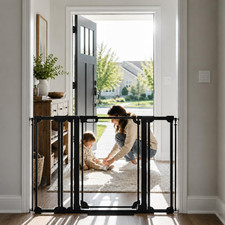 Clear Acrylic Baby Gate, 40.5" Tall, 29.5"-47.2" Wide, Black