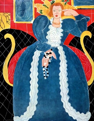 1958 vintage art print Henri Matisse Lady in Blue fauvist portrait - Image 1 of 3