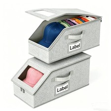 2 Pack Baseball Hat Storage Box,Hats Organizer for Baseball Caps,16.1''L x 8....