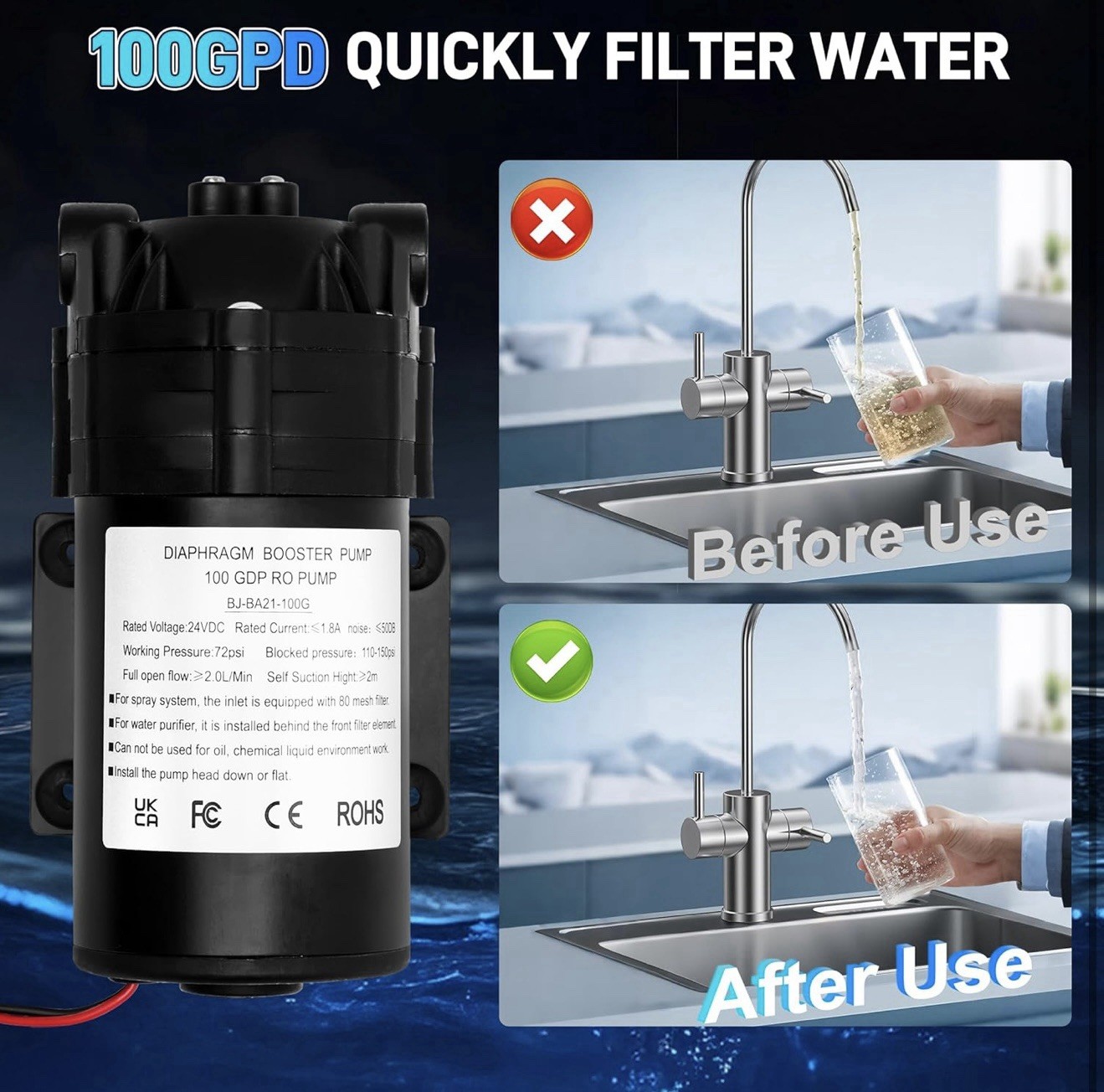 2025 Upgraded  6800 Booster Pump Kit, Suitable for Household Reverse Osmosis Wat