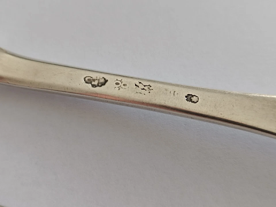 Couverts argent massif XVIIIe Bordeaux vers 1740 poinçons monogramme rare 160g - Photo 3/4