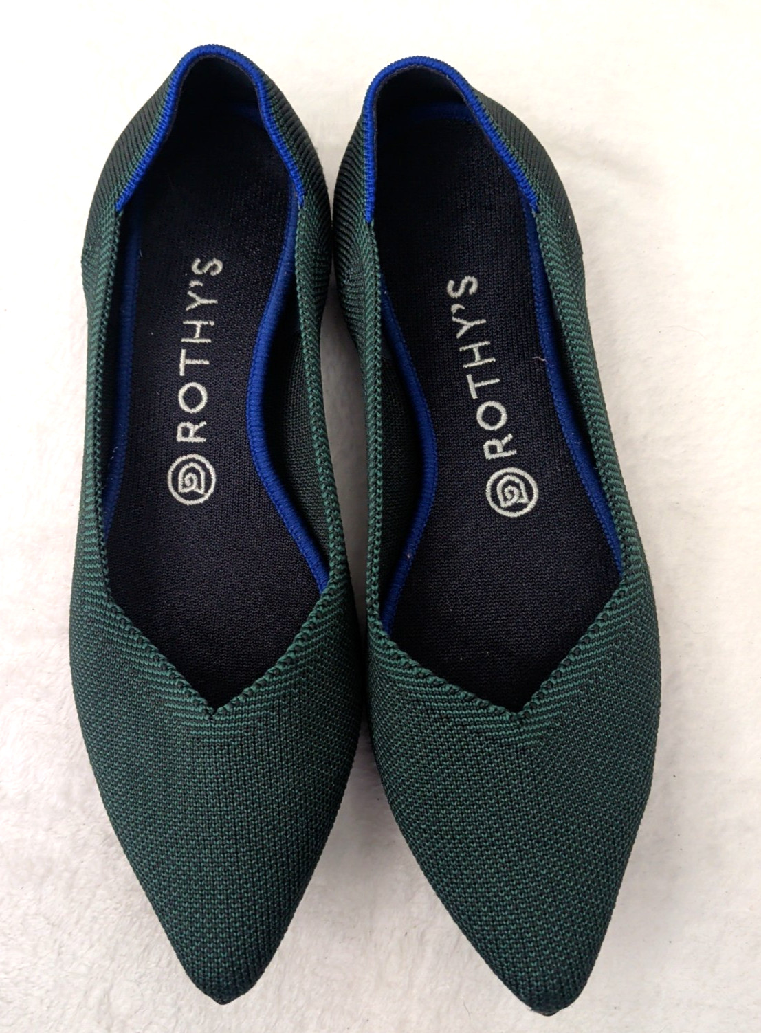 Rothy's The Point Emerald Green Python Ballet Fla… - image 1