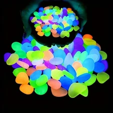 100Pcs Glow in the Dark Garden Pebbles For Sidewalk Garden Terrace Glow Stone