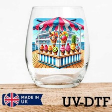 Summer Ice Cream Stall 8pcs UV DTF Stickers - Glass Laptop Tumbler Cup pf336