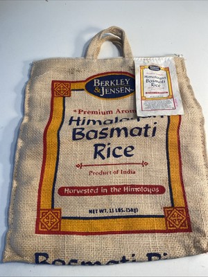BERKLEY & JENSEN Basmati Rice Burlap 12x14'' Bag Zipper Closure Handles Repurpose