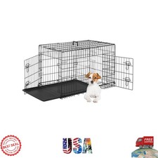 Durable 24 Inch Black Dog Kennel with Easy Clean Tray - Comfort for Small Breeds
