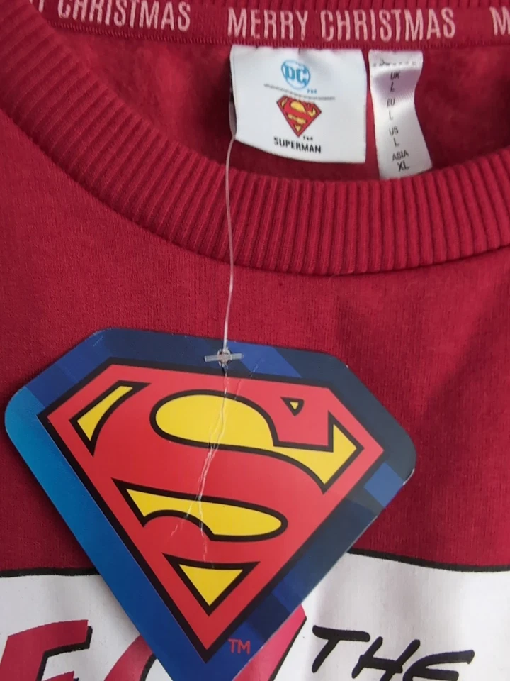 Mens Large NWT DC Superman Red Christmas Sweatshirt - Image 3 of 4