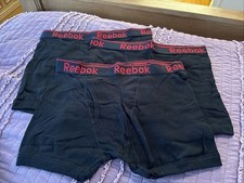 3 Pairs Of Black Reebok Boxer Briefs Size Medium Red Piping 100 Cotton