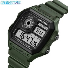 SYNOKE Reloj Digital Hombre Deportivo Impermeable Retroiluminación Multifunción